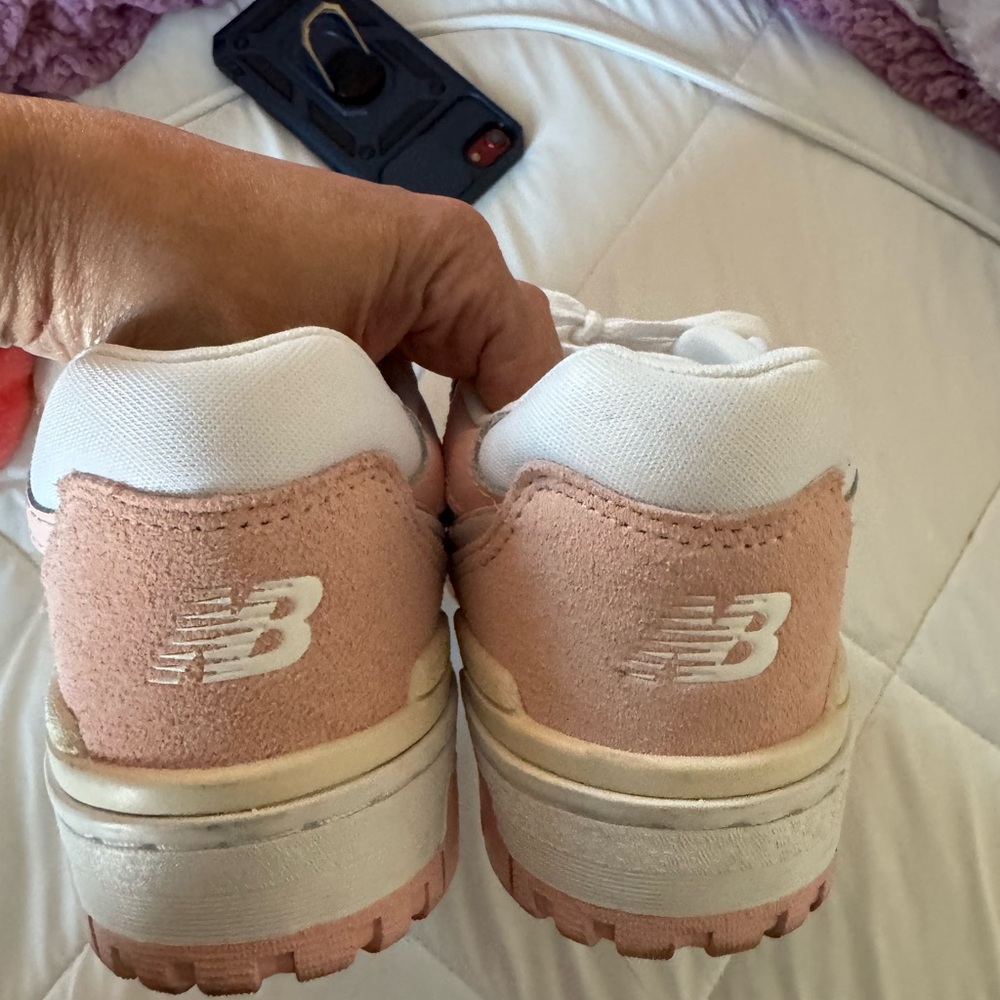 New Balance 550 White and Pink Sneakers - Picture 4 of 5